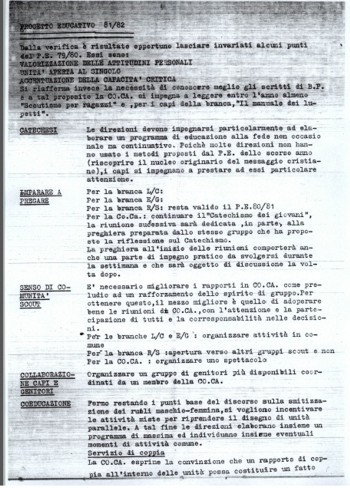 Progetto Educativo del Gruppo Genova 54 per gli anni 1981-1982